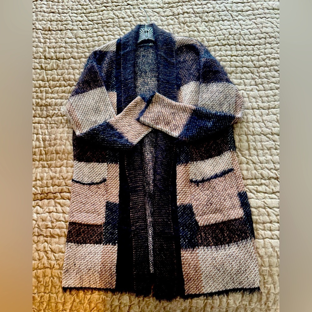 Blacktape Fringed Cardigan with Pockets Size Med